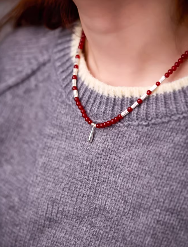 Crimson Agate Vintage Necklace