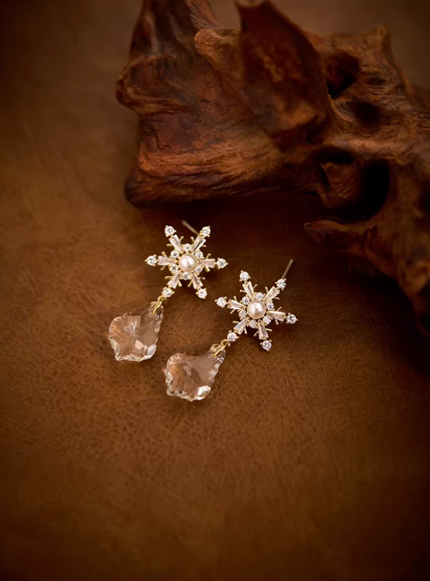 Snowfall Pearl Tassel Statement Earrings