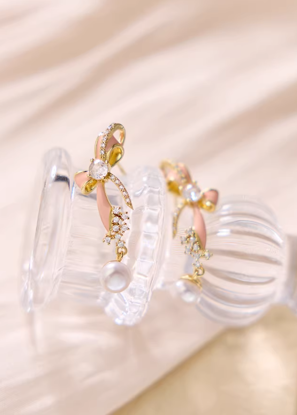 Pearl Bow Delicate Earrings
