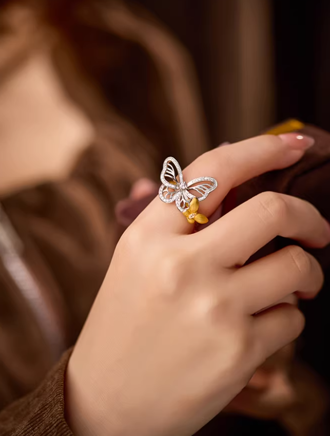 Silver Butterfly Whisper Ring