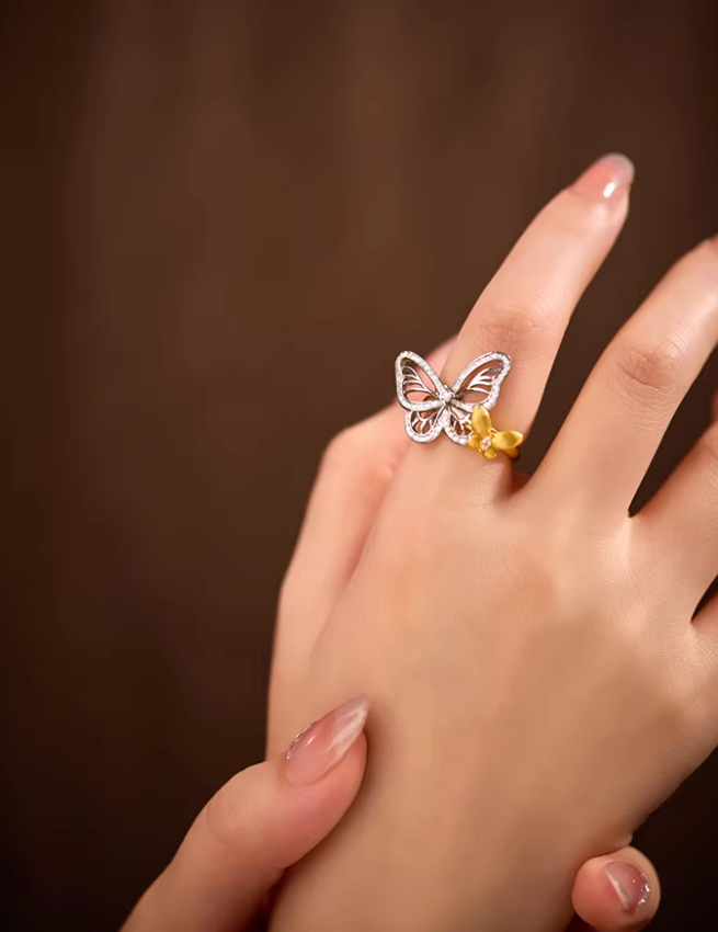 Silver Butterfly Whisper Ring