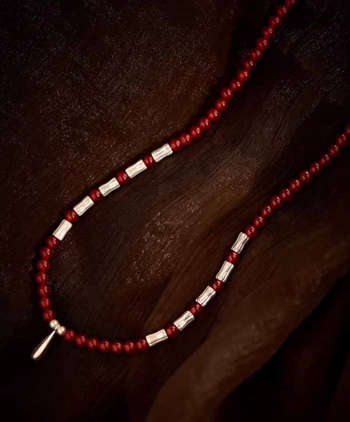 Crimson Agate Vintage Necklace