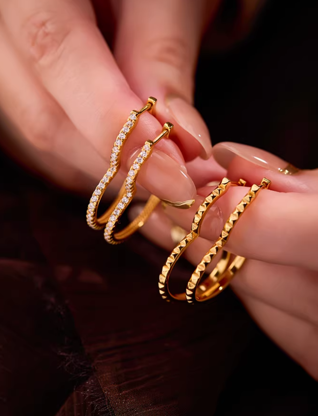 Modern Irregular Gold Hoop Earrings