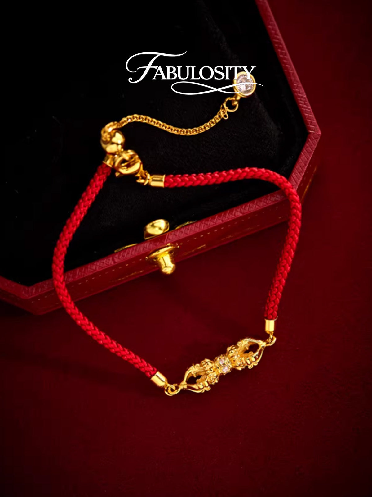 Fortune Red String Silver Charm Bracelet