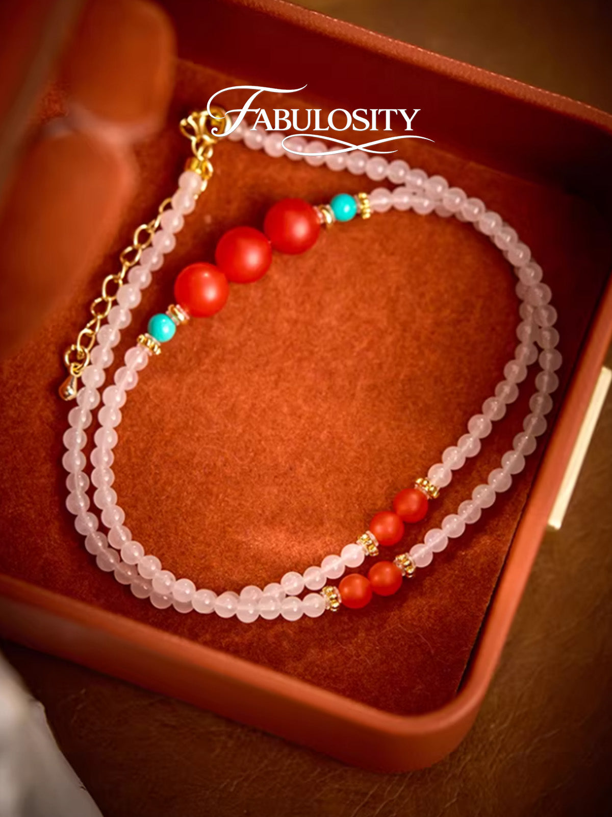 Scarlet Agate Beaded Pendant Necklace