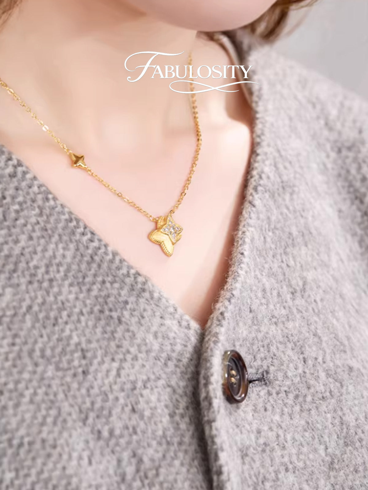 Starlight Crystal Gold Pendant Necklace